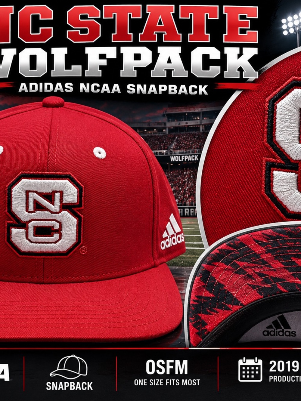 adidas Red NC State Snapback Hat for Kids